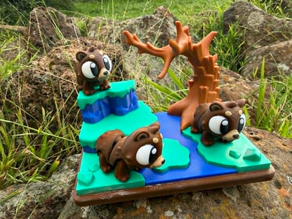 3D Printed Bear Habitat – Three Bears | Small‑World Play Scene | Woodland Animals | Aussie Handmade