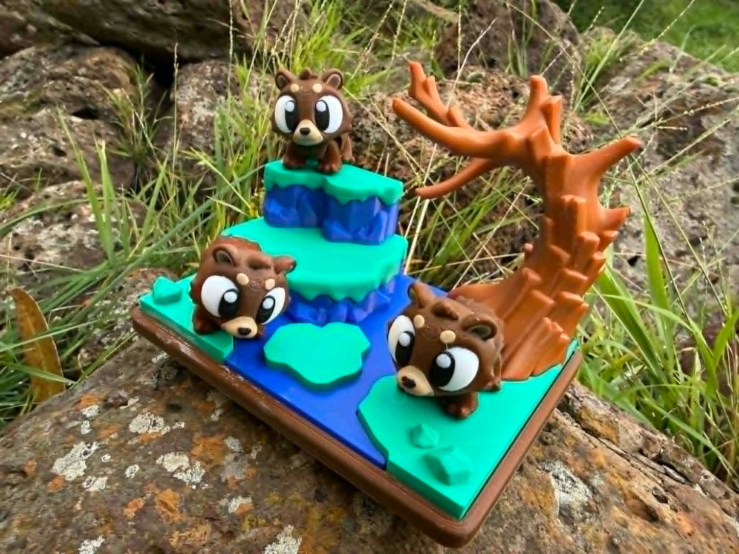 3D Printed Bear Habitat – Three Bears | Small‑World Play Scene | Woodland Animals | Aussie Handmade