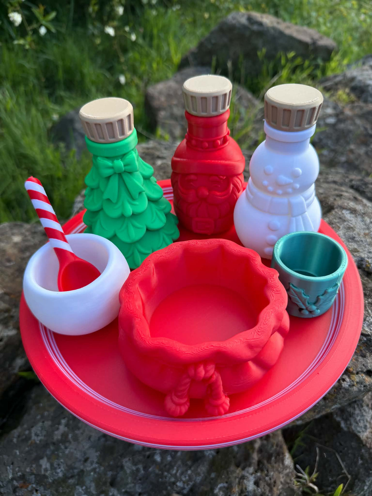3D Printed- Christmas Potion Set – Choose Your Bottle (Santa, Tree, Snowman, Reindeer)