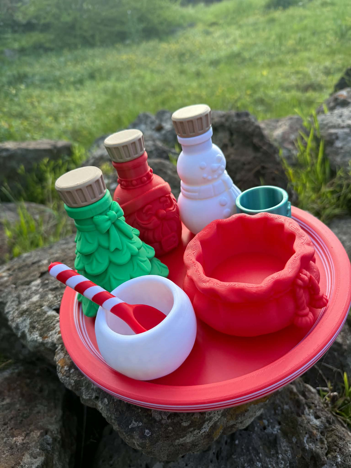 3D Printed- Christmas Potion Set – Choose Your Bottle (Santa, Tree, Snowman, Reindeer)