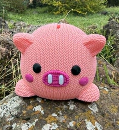 3D Printed Knit-Look Piggy Bank | Kids Savings Money Box, Nursery Decor