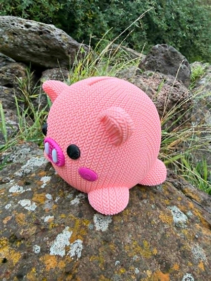 3D Printed Knit-Look Piggy Bank | Kids Savings Money Box, Nursery Decor