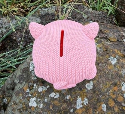 3D Printed Knit-Look Piggy Bank | Kids Savings Money Box, Nursery Decor