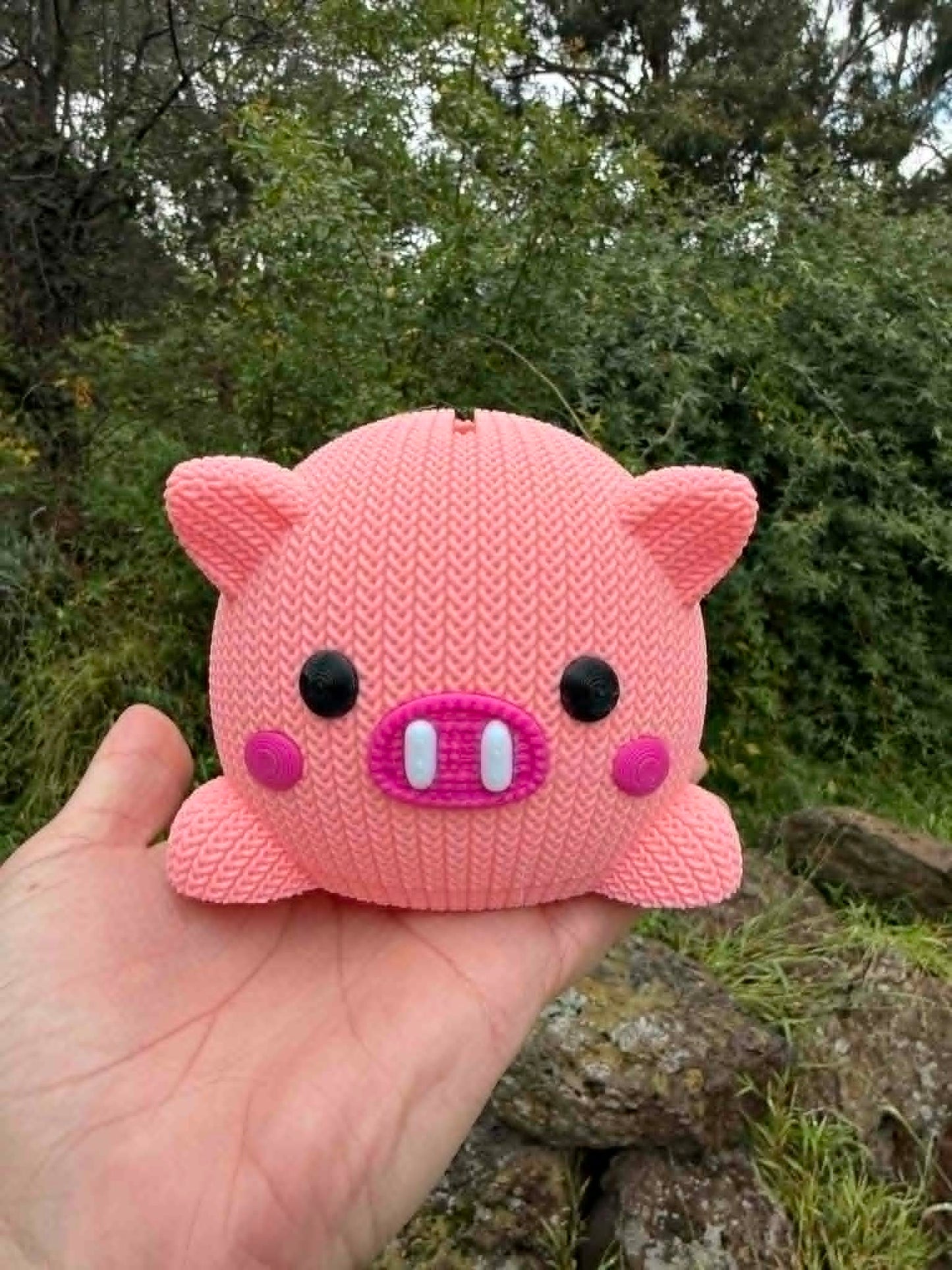 3D Printed Knit-Look Piggy Bank | Kids Savings Money Box, Nursery Decor