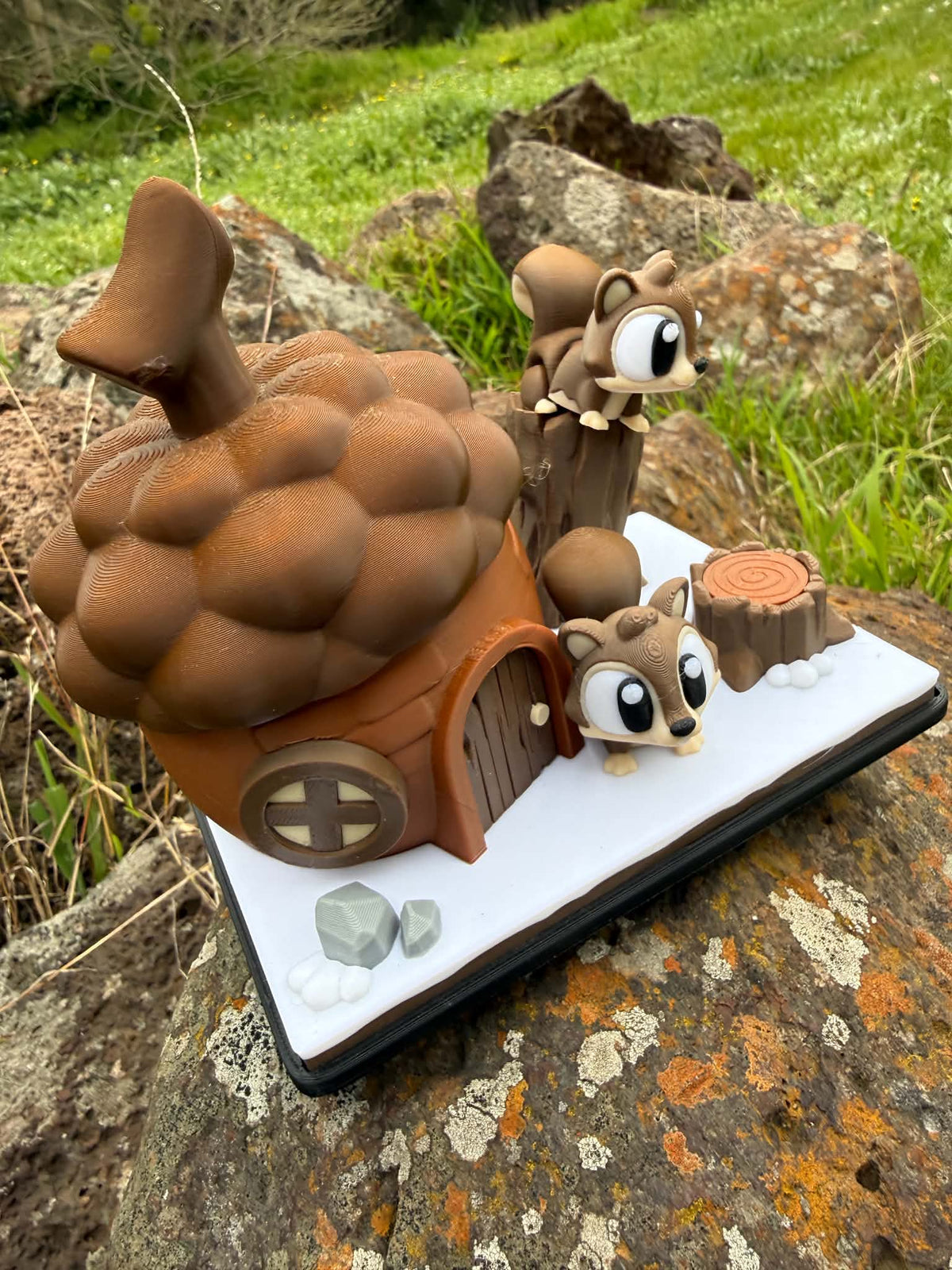 3D Printed Squirrel Habitat – Two Squirrels + Lift‑Open Storage Lid