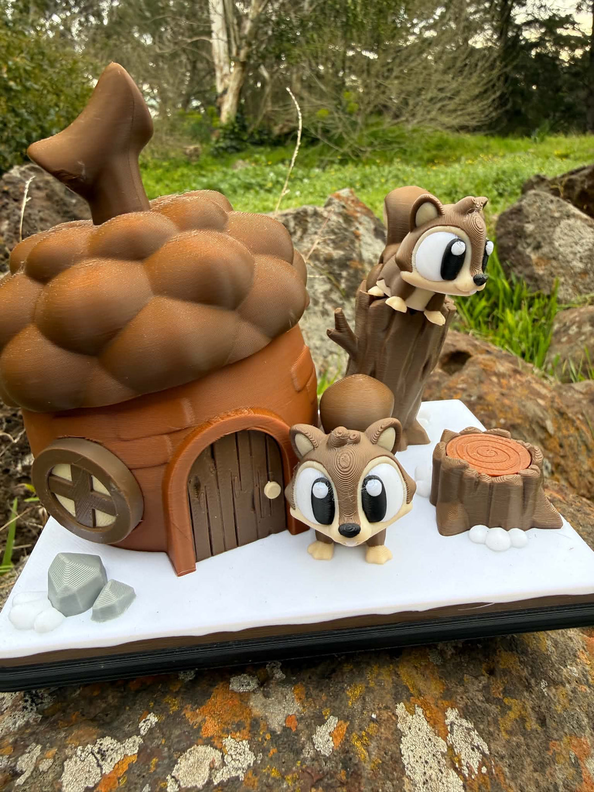 3D Printed Squirrel Habitat – Two Squirrels + Lift‑Open Storage Lid