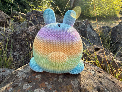 Bunny Money Box – Knitted Look | 3D Printed Nursery Décor | Cute Kids Coin Bank