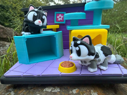 Cat Play Set – 3D Printed Miniature Cats | Cute Shelf Décor for Kids & Cat Lovers