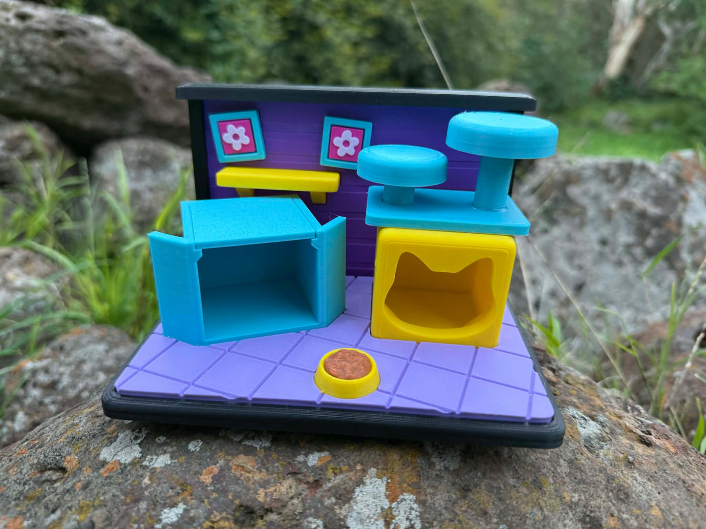 Cat Play Set – 3D Printed Miniature Cats | Cute Shelf Décor for Kids & Cat Lovers
