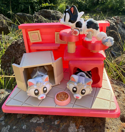 Cat Play Set – 3D Printed Miniature Cats | Cute Shelf Décor for Kids & Cat Lovers