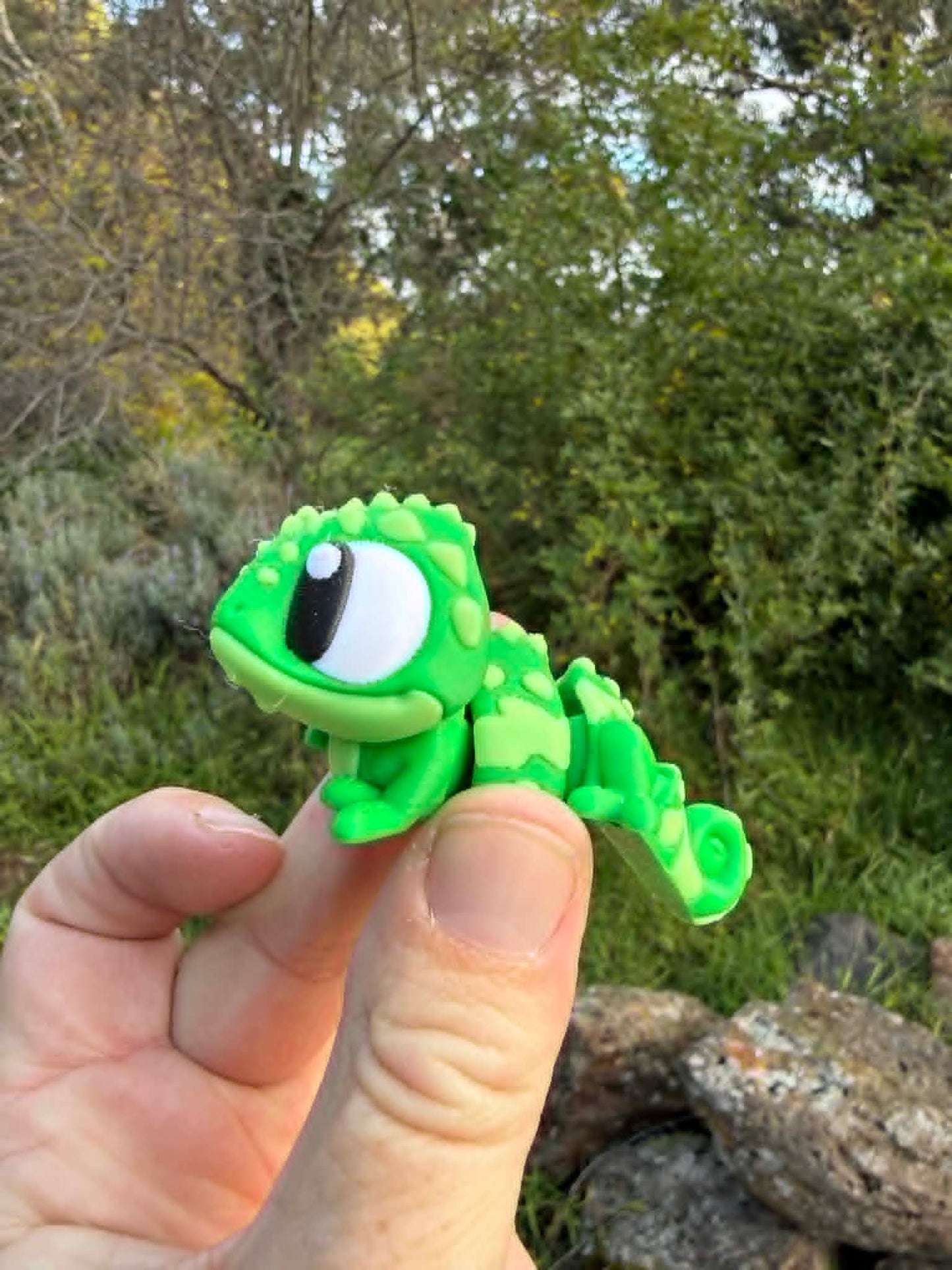 Articulated Chameleon Figurine – 3D Printed Fidget Lizard Toy, Australian Handmade