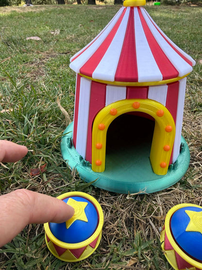 3D printed Circus Tent Play Set with 3D printed Elephants & 3D Printed Drum Clickers