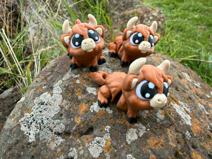 3D Printed Highland Cow Mini Figurine – Australian Handmade Farm Animal Toy
