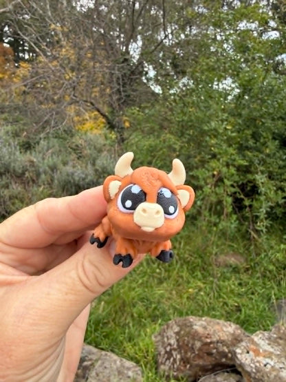 3D Printed Highland Cow Mini Figurine – Australian Handmade Farm Animal Toy