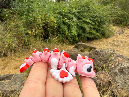 Heart Mini Dragon with Rose – Cute Articulated 3D Printed Gift