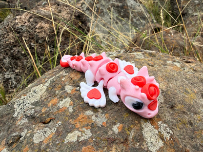 Heart Mini Dragon with Rose – Cute Articulated 3D Printed Gift