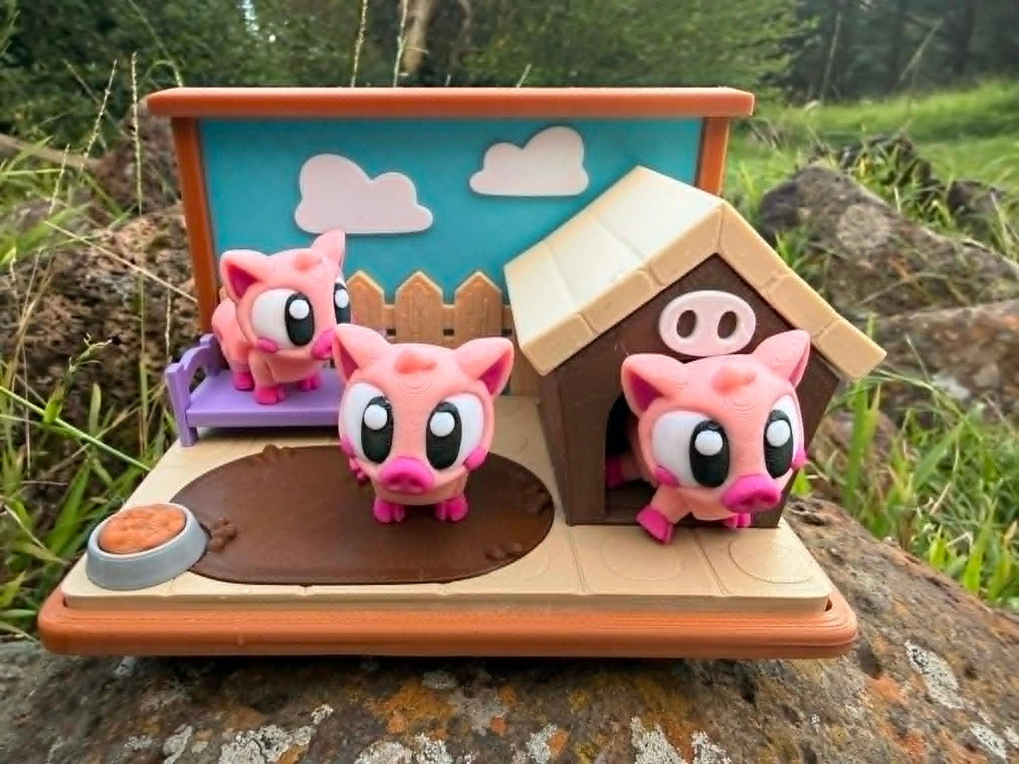 Piggy Pen Mini Habitat – Cute 3D Printed Playset for Small Figurines