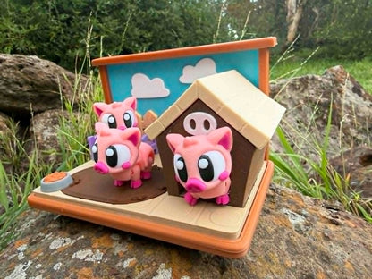 Piggy Pen Mini Habitat – Cute 3D Printed Playset for Small Figurines