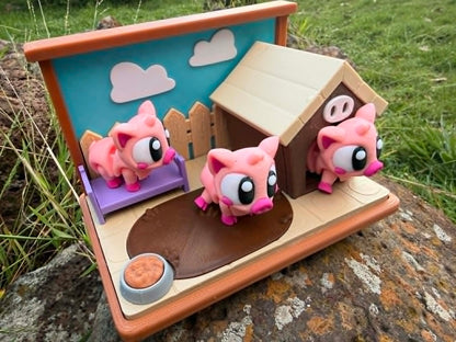 Piggy Pen Mini Habitat – Cute 3D Printed Playset for Small Figurines