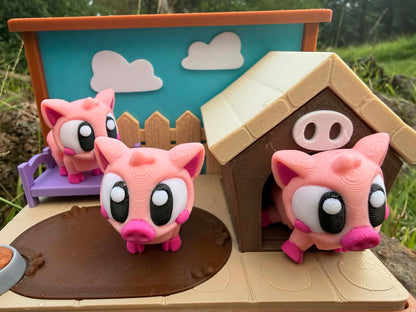 Piggy Pen Mini Habitat – Cute 3D Printed Playset for Small Figurines