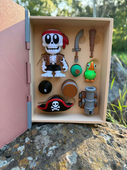 Skeleton Story Box Book – 3D Printed Articulated Pirate Skeleton Playset