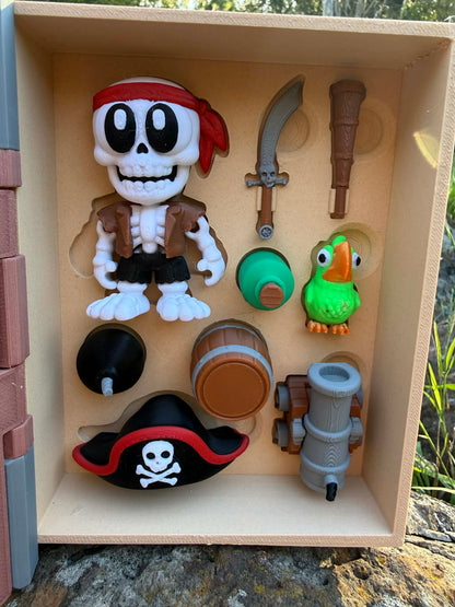 Skeleton Story Box Book – 3D Printed Articulated Pirate Skeleton Playset