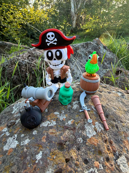 Skeleton Story Box Book – 3D Printed Articulated Pirate Skeleton Playset